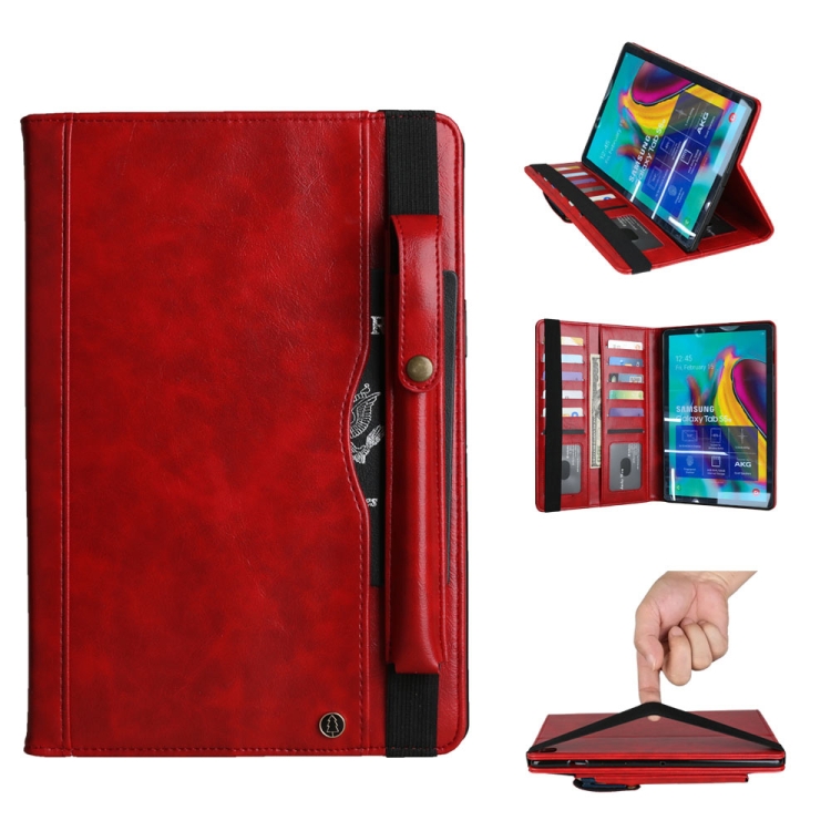 

Crazy Horse Texture Horizontal Flip Leather Case for Galaxy Tab A (2019) 10.1 / T510 / 515, with Double-row Card Slots & Photo Frame & Pen Slot (Red)