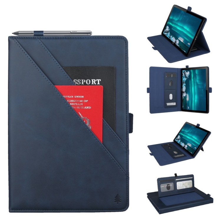 

Horizontal Flip Double bracket Leather Case for Huawei Mediapad M6 10.8, with Card Slots & Photo Frame & Pen Slot (Blue)