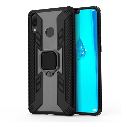 

Iron Warrior Shockproof PC + TPU Protective Case for Huawei Enjoy 9 Plus / Y9 2019, with Ring Holder (Black)