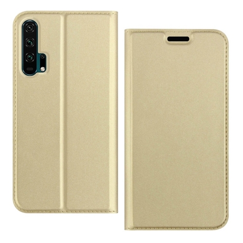 

DZGOGO ISKIN Series Slight Frosted PU+ TPU Case for for Huawei Honor 20 Pro, with Holder & Card Slot & Wallet (Gold)