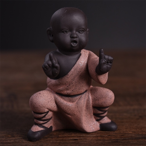 

Colored Sand Ceramic Kungfu Little Monk Decorative Ornaments Creative Home Desktop Tea Pet Teaware Crafts