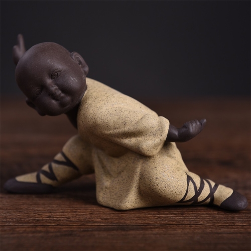 

Colored Sand Ceramic Kungfu Little Monk Decorative Ornaments Creative Home Desktop Tea Pet Teaware Crafts