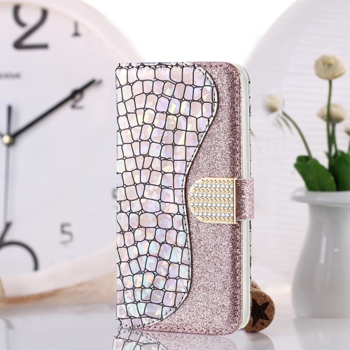 

Laser Glitter Powder Matching Crocodile Texture Horizontal Flip Leather Case for Galaxy A5 (2018), with Card Slots & Holder (Silver)