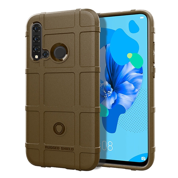 

Shockproof Rugged Shield Full Coverage Protective Silicone Case for Huawei Nova 5i / P20 Lite 2019 (Brown)