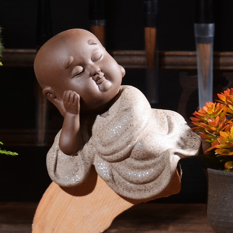 

Colored Sand Ceramic Kungfu Little Monk Decorative Ornaments Creative Home Desktop Tea Pet Teaware Crafts (4)