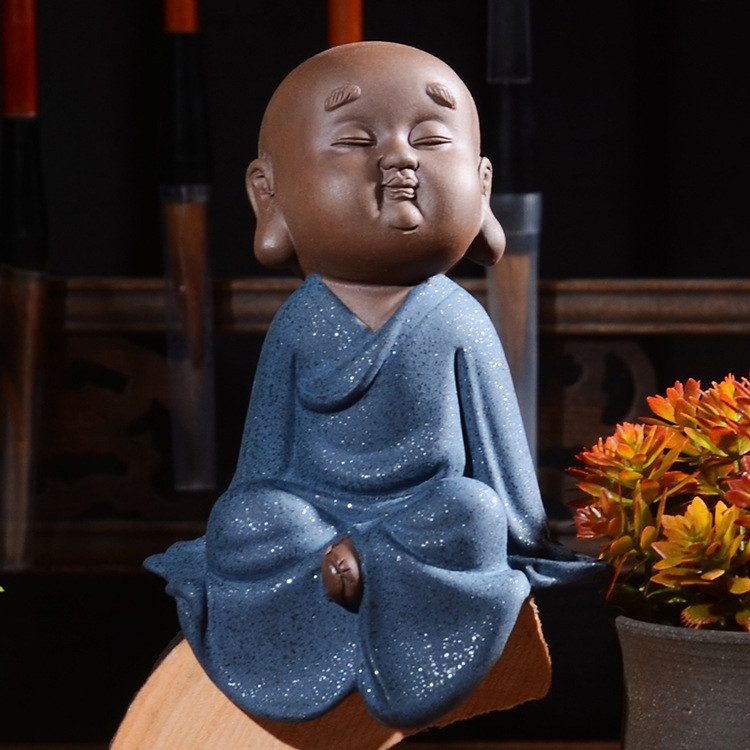 

Colored Sand Ceramic Kungfu Little Monk Decorative Ornaments Creative Home Desktop Tea Pet Teaware Crafts (9)