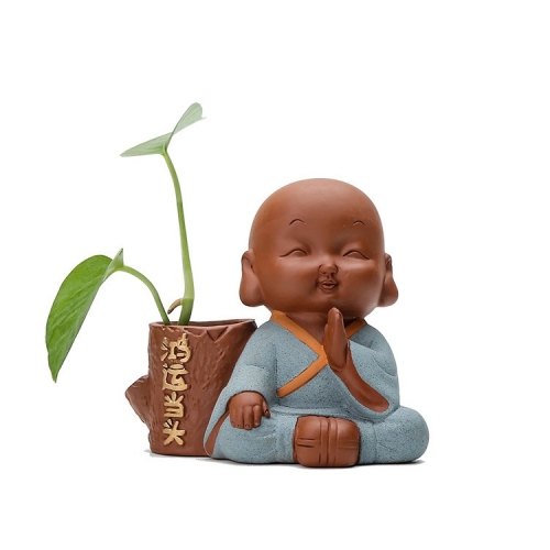 

Colored Sand Ceramic Little Monk Flower Container Decorative Ornaments Creative Office Desktop Tea Pet Teaware Crafts