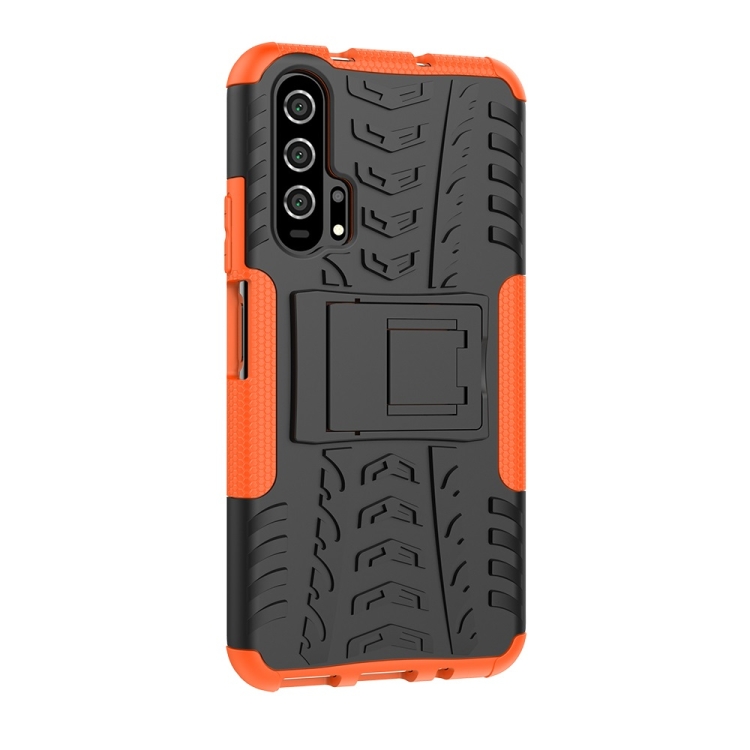 

Tire Texture TPU+PC Shockproof Case for Huawei Honor 20 Pro, with Holder (Orange)