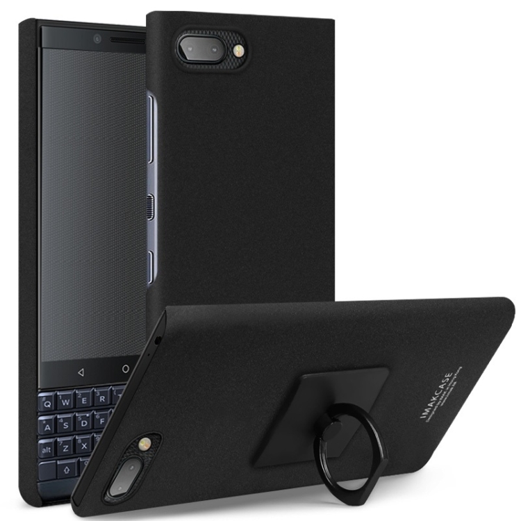 

IMAK Matte Touch Cowboy PC Case for BlackBerry KEY 2 LE, with Holder & Screen Sticker (Black)
