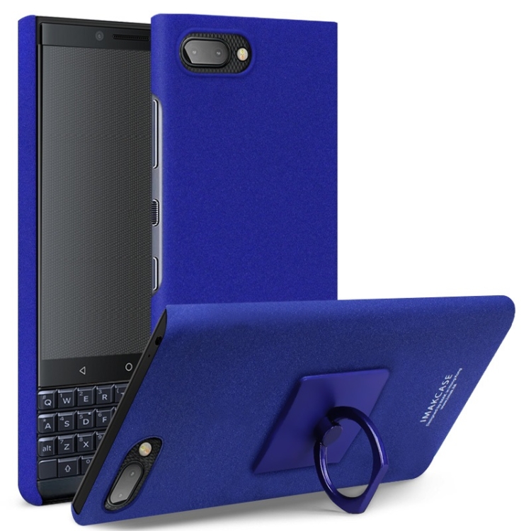 

IMAK Matte Touch Cowboy PC Case for BlackBerry KEY 2 LE, with Holder & Screen Sticker (Blue)
