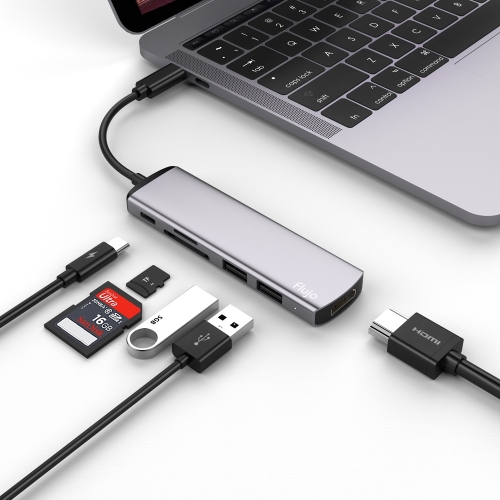 

Flujo UC54 6 in 1 USB-C / Type-C PD Port + TF / SD Card + USB 3.0 x 2 + HDMI to USB-C / Type-C HUB Adapter