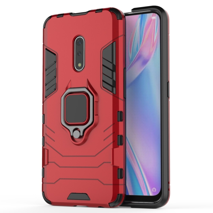 

PC + TPU Shockproof Protective Case for OPPO K3 /Realme X, with Magnetic Ring Holder (Red)