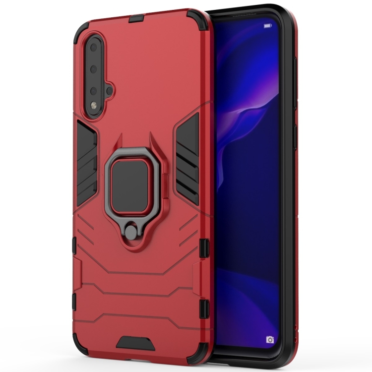 

PC +TPU Shockproof Protective Case for Huawei Nova 5, with Magnetic Ring Holder (Red)