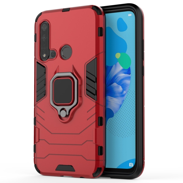 

PC +TPU Shockproof Protective Case for Huawei P20 Lite (2019) / Nova 5i, with Magnetic Ring Holder (Red)