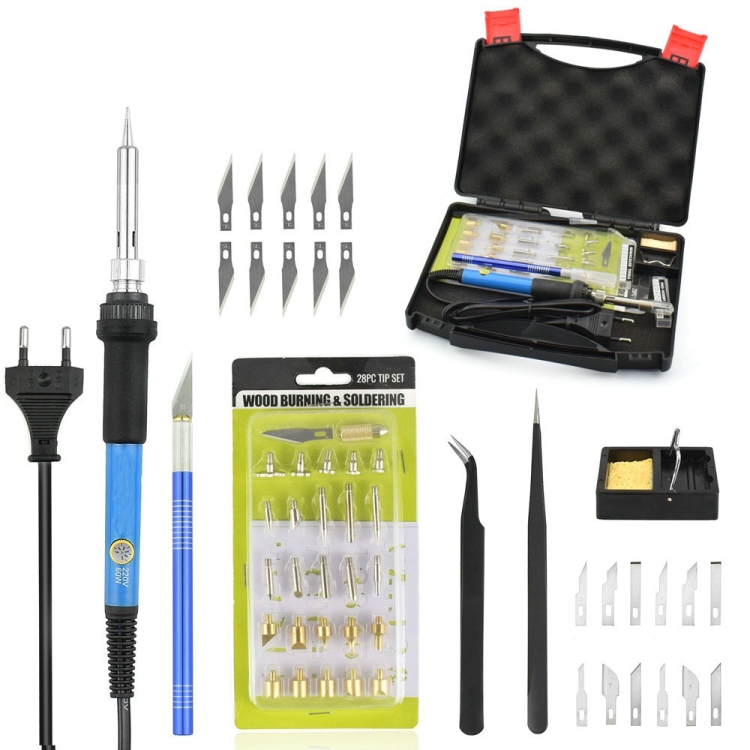 

DIY Adjustable Temperature Welding Wood Burning Burnt Brush Engraving Set(Color:Blue Size:US Plug)