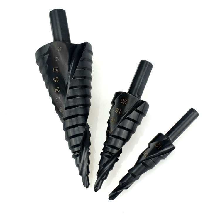 

3 in 1 Multi-function 4-32mm HSS Cobalt Step Drills Nitrogen High Speed Steel Spiral for Metal Cone Drill Bit Set Triangle Shank Hole Cutter