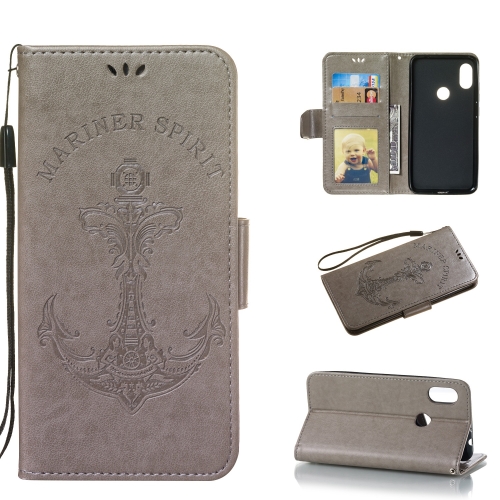 

Pressed Printing Mermaid Anchor Pattern Horizontal Flip PU Leather Case for Xiaomi Redmi Note 6 Pro, with Holder & Card Slots & Wallet & Photo Frame (Grey)