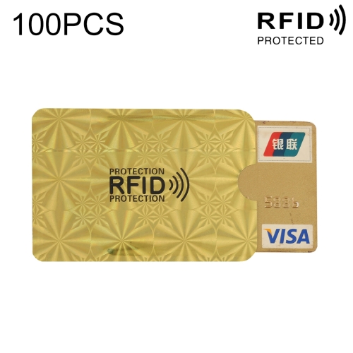 

100 PCS Aluminum Foil RFID Blocking Credit Card ID Bank Card Case Card Holder Cover, Size: 9 x 6.3cm(Golden Snowflake)