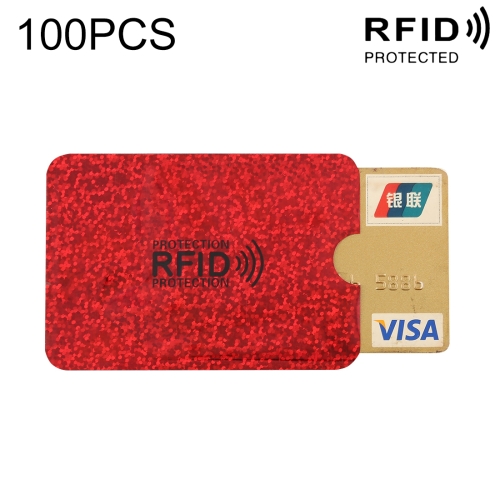 

100 PCS Aluminum Foil RFID Blocking Credit Card ID Bank Card Case Card Holder Cover, Size: 9 x 6.3cm (Red)