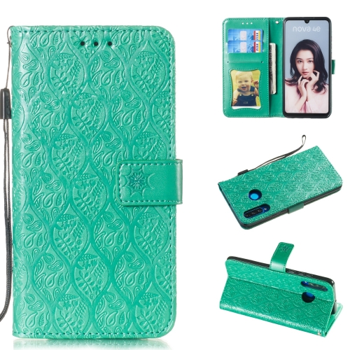 

Pressed Printing Rattan Flower Pattern Horizontal Flip PU Leather Case for Huawei P30 Lite / Nova 4e, with Holder & Card Slots & Wallet & Photo Frame (Green)