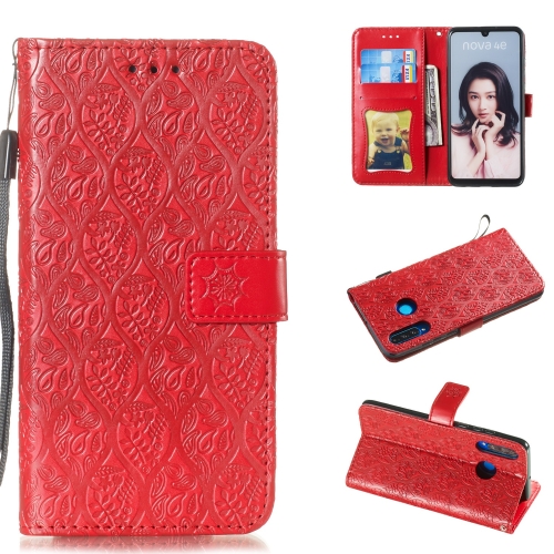 

Pressed Printing Rattan Flower Pattern Horizontal Flip PU Leather Case for Huawei P30 Lite / Nova 4e, with Holder & Card Slots & Wallet & Photo Frame (Red)