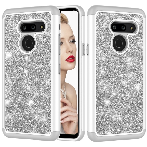 

Glitter Powder Contrast Skin Shockproof Silicone + PC Protective Case for LG G8 ThinQ (Grey)