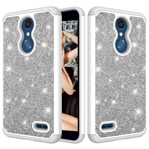 

Glitter Powder Contrast Skin Shockproof Silicone + PC Protective Case for LG K10 2018 / K30 (Grey)