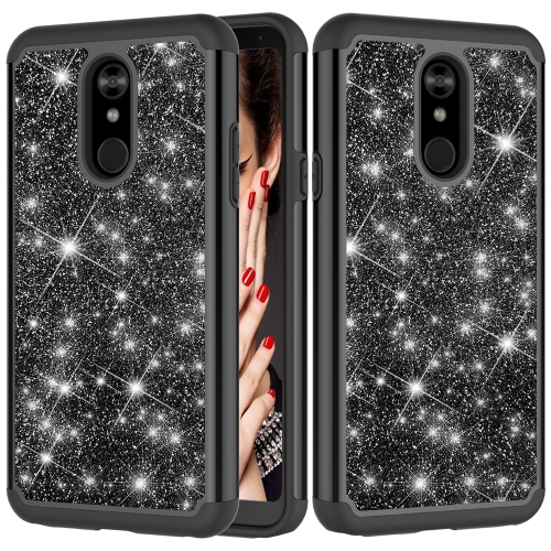 

Glitter Powder Contrast Skin Shockproof Silicone + PC Protective Case for LG Stylo 5 (Black)