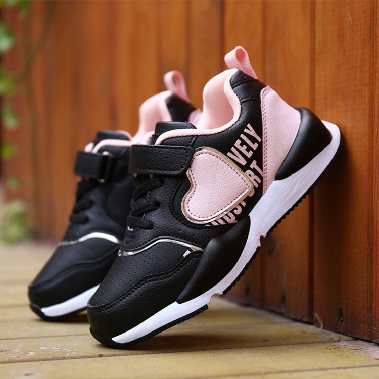 

Fashion Comfortable Breathable Non-slip Wearable Casual Shoes for Children (Color:Black Pink Size:26)