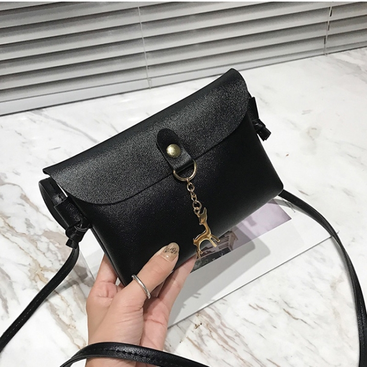 

Mini PU Leather Single Shoulder Bag Ladies Handbag Phone Case with Deer (Color:Black Size:OneSize)