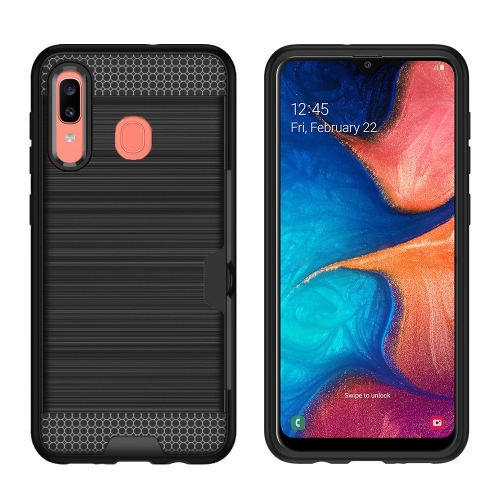 

Brushed Texture PC + TPU Protective Case for Galaxy A20 / A30, with Card Slot (Black)