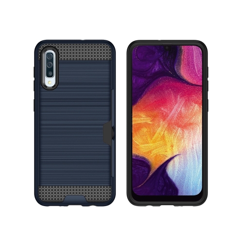 

Brushed Texture PC + TPU Protective Case for Galaxy A50, with Card Slot (Navy Blue)