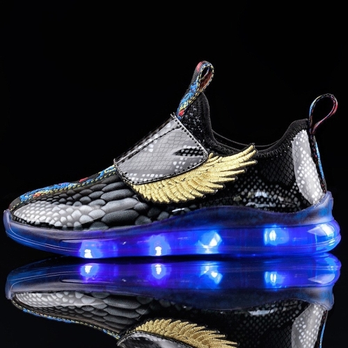 

USB Charging LED Light Shoes Comfortable Breathable Casual Shoes (Color:Black Size:25)
