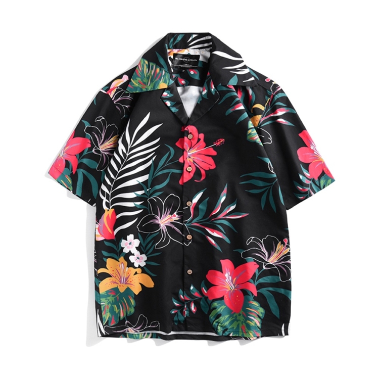 

Island Tropical Plant Print Beach Holiday Shirt Couple Short Sleeve