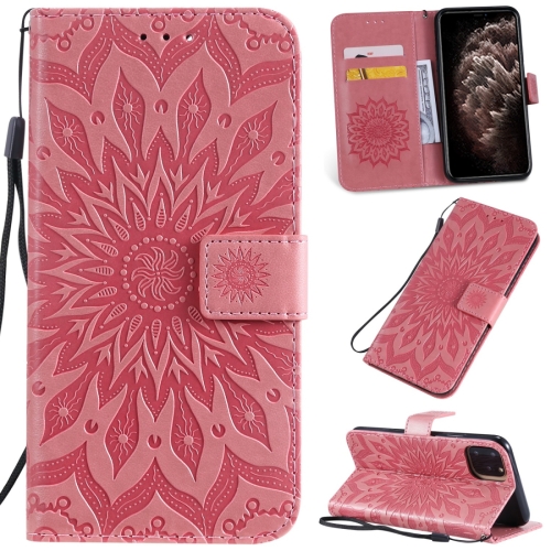 

Pressed Printing Sunflower Pattern Horizontal Flip PU Leather Case for iPhone 11 Pro Max, with Holder & Card Slots & Wallet & & Lanyard