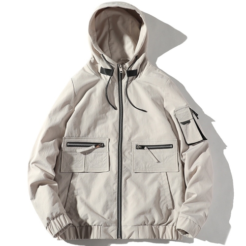 

Trend Top Hooded Loose Coat Casual Jacket for Men (Color:Beige Size:S)