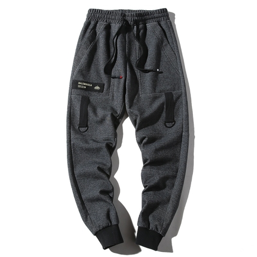 

Casual Multi-pocket Overalls Fashion Harlan Beam Feet Pants for Men (Color:Grey Size:M)