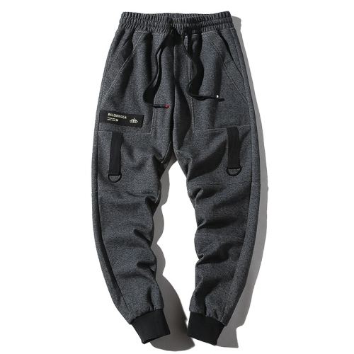 

Casual Multi-pocket Overalls Fashion Harlan Beam Feet Pants for Men (Color:Grey Size:L)