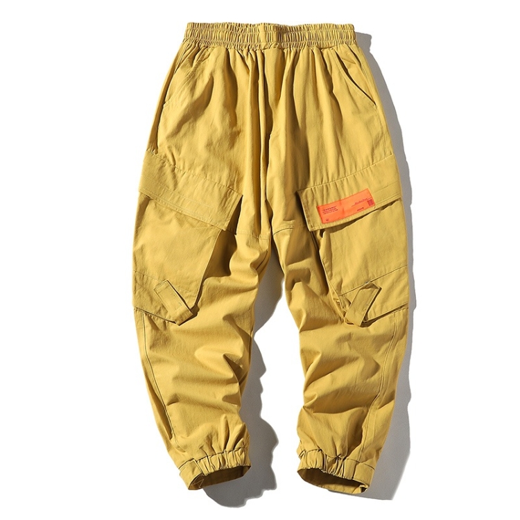 

Simple Loose Overalls Casual Pants Trousers for Men (Color:Deep Khaki Size:L)