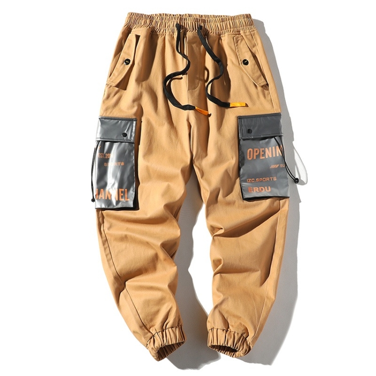 

Loose Multi-pockets Pants Hip-hop Casual Overalls for Men (Color:Khaki Size:M)