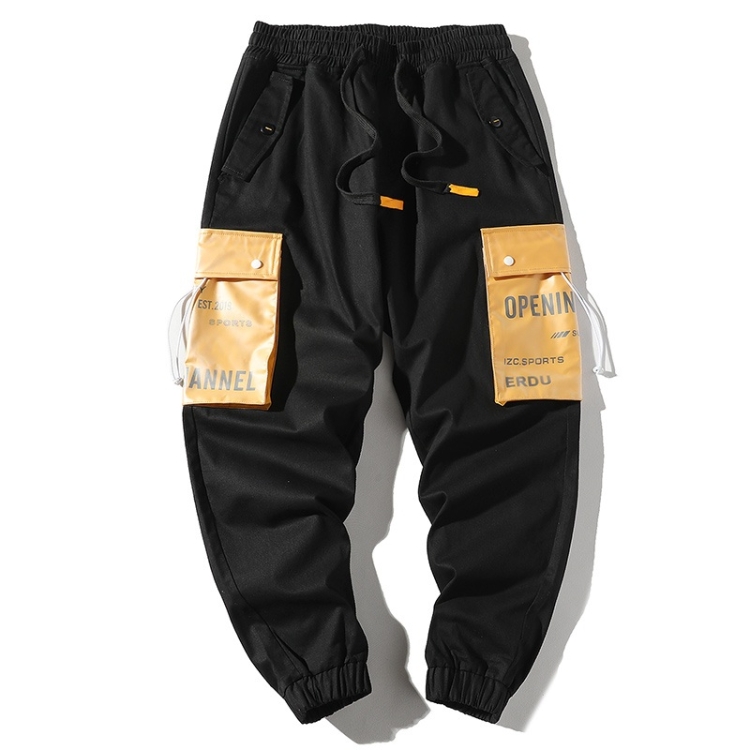 

Loose Multi-pockets Pants Hip-hop Casual Overalls for Men (Color:Black Size:4XL)