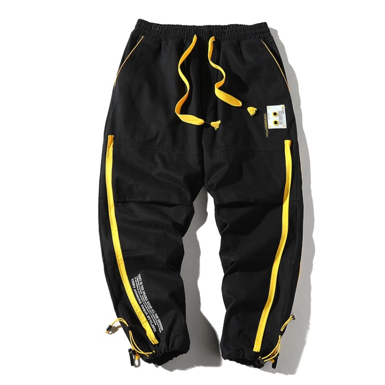 

Trend Multi-pocket Casual Loose Beamed Trousers Overalls for Men (Color:Black Size:XXXL)