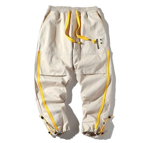 

Trend Multi-pocket Casual Loose Beamed Trousers Overalls for Men (Color:Beige Size:XL)