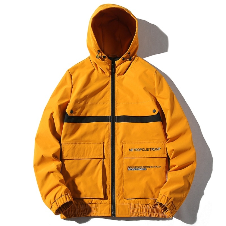 

Hooded Trend Embroidery Casual Youth Jacket for Men (Color:Yellow Size:M)