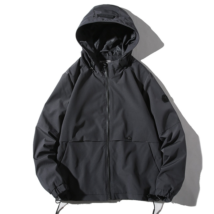 

Hooded Youth Windproof Casual Trend Simple Jacket for Men (Color:Grey Size:M)