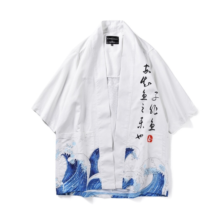 

Digital Print Kimono Loose Seven-point Sleeve Shirt for Men and Women(Color:12001# Size:XXL)