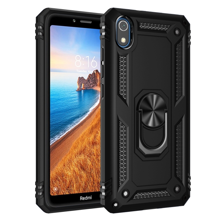 

For Xiaomi Redmi 7A Armor Shockproof TPU + PC Protective Case with 360 Degree Rotation Holder (Black)
