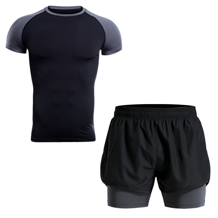 

SIGETU Men Sports Quick-drying Suit (Color:Black Gray Size:XL)