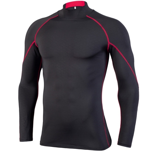 

SIGETU Men Stretch Sand Collar Sportswear (Color:Black Red Size:XXXL)