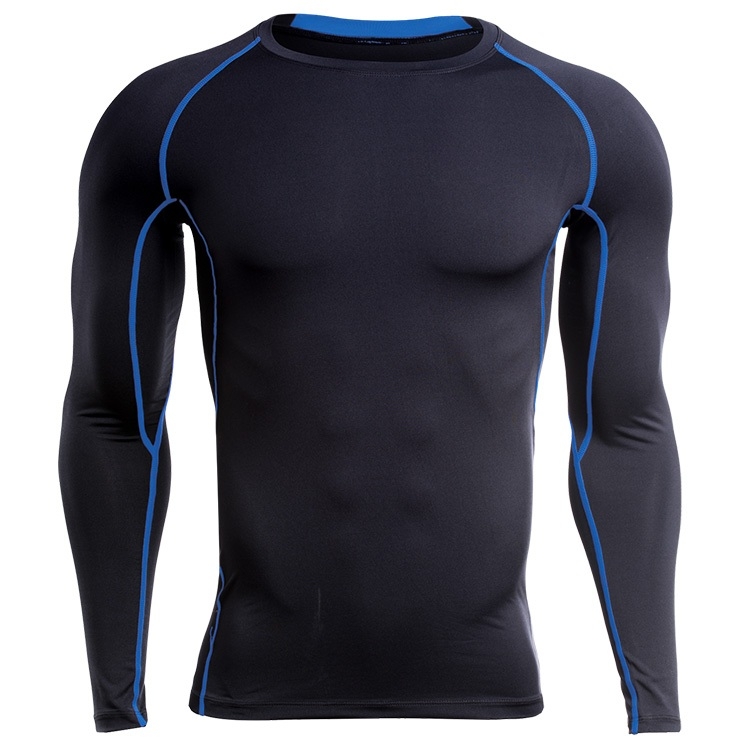 

SIGETU Men Long Sleeve Quick-drying Sportswear (Color:Black Blue Size:XL)